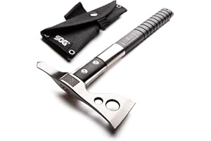 SOG FastHawk Polished Tomahawk - Tactical Axe with Sheath, Throwing Hatchet w/ Hammer Axe Edge for Competition Throwing, Camping, Hunting (F06PN-CP)