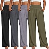 Neer 4 Pack Women's Wide Leg Yoga Pants High Waist Casual Sweatpants Loose Cozy Lounge Pajama Flowy Pants with Pockets