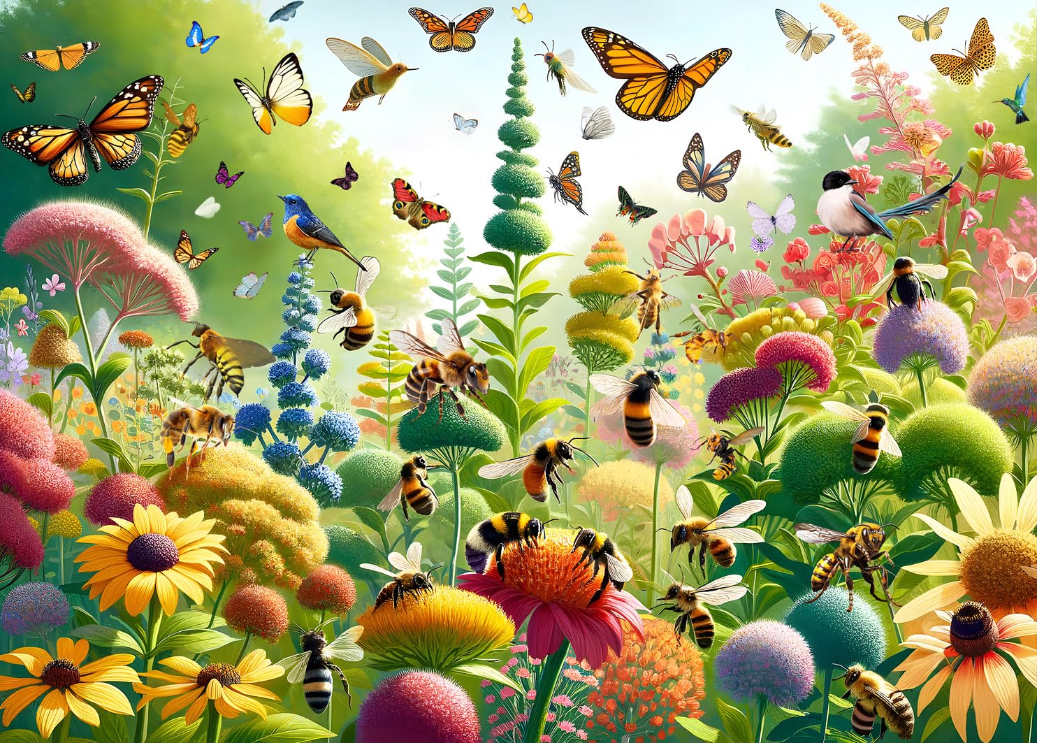 Jigsaw Puzzles 1000 Pieces for Adults jigsaw puzzles for adults 1000 Piece Puzzle Educational Games-Spring Butterflies & Bees — image 1