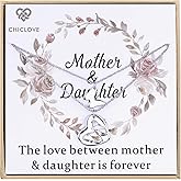 CHICLOVE Mother Daughter Jewelry Sets for Two, Cutout Heart Necklaces, 2 Sterling Silver Necklaces