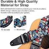 LEKATO Guitar Strap Adjustable 62in with Leather Ends Skull Style view 2