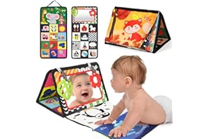 BBWOO Tummy Time Toy - Black and White High Contrast Baby Toys for Newborn - Baby Visual Stimulation Mirror - Montessori Sensory Crinkle Toy for Infant 0-3-6-12 Months - Boy Girl Gift