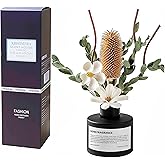 KBHOMFRA Reed Diffuser Set with Dried Flowers, 3.38fl.oz Fragrance Diffuser with Sticks, Scented Sticks Aroma Diffuser, Home & Office Décor for Air Fresheners, Bathroom (Pure White Gardenia)