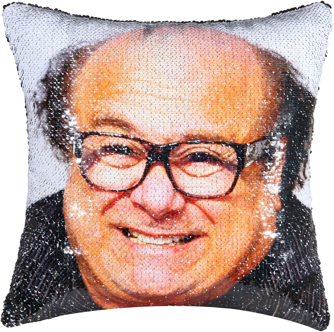 sequin pillow with face