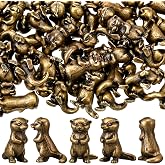 Civaner 50 Pcs Mini Brass Otter, Mini Brass Figurines | 0.62 Inches Vintage Metal Otter Statues, Mini Brass Animal Sculptures, Miniature Landscape, Christmas DIY Craft & Gift