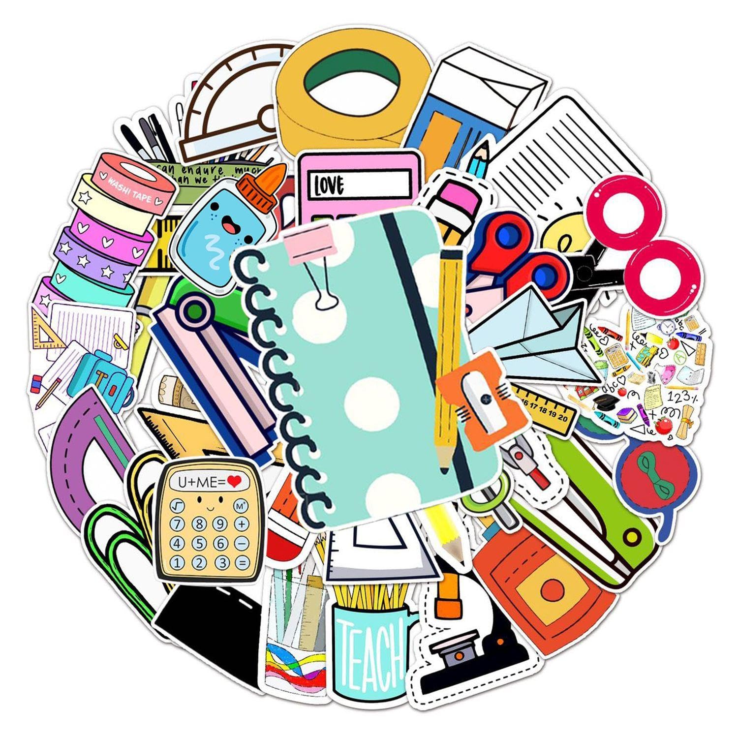 100 Sheets Of Creative Stationery Stickers, Back To School Window Stickers, School Introduction Stickers, School Bag Decoration For Boys, School Admission Stickers, School Admissions Stickers