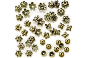 HEATHER'S CF Antique Bronze Spacer Bead Caps 600Pcs Bali Style Mixed Tibetan Brass Beads Caps for Bracelet Necklace Earrings Antique Jewelry Making Supplies Findings Craft Beads