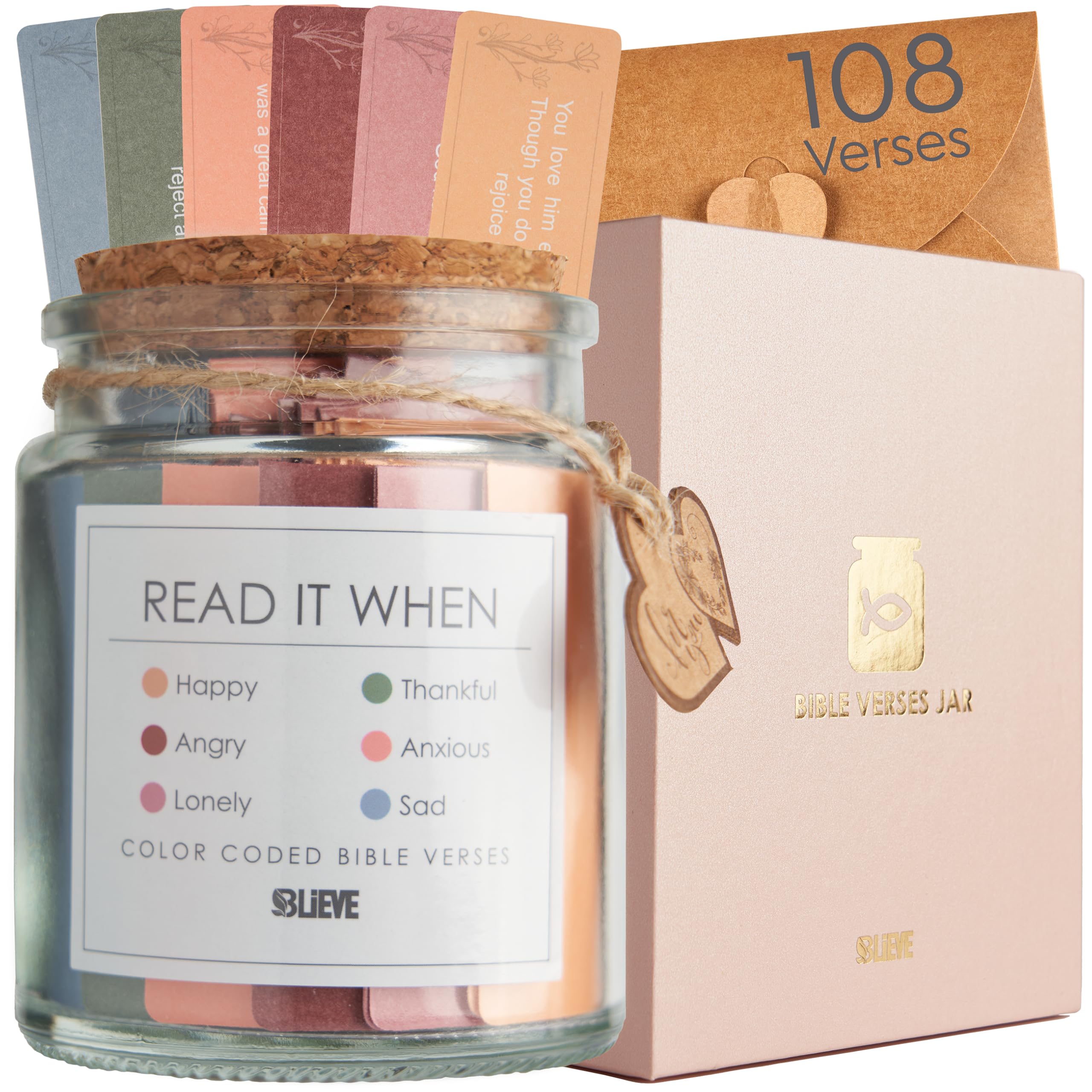 Photo 1 of BLIEVE- Bible Verse Jar, Read Me When Bible Verses Jar For Daily Encouragement, Inspirational Prayer & Reflection, Christian Gifts For Women and Men, Religious Graduation Gifts (Women)