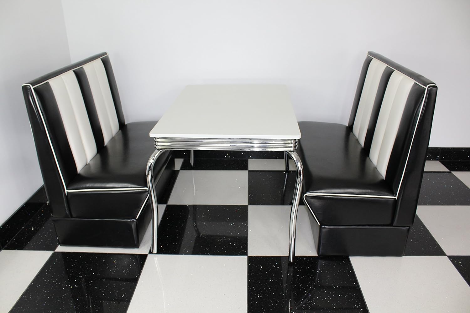 American Diner Furniture 50s White 4 Legged Table And