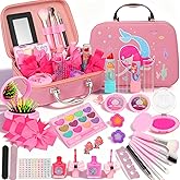 Fieukako Kids Washable Makeup Girls Toys - Real Makeup Set, Kid Make up kit for Toddlers Children Christmas Birthday Gifts Toys for 3 4 5 6 7 8 9 10 Year Old Girls