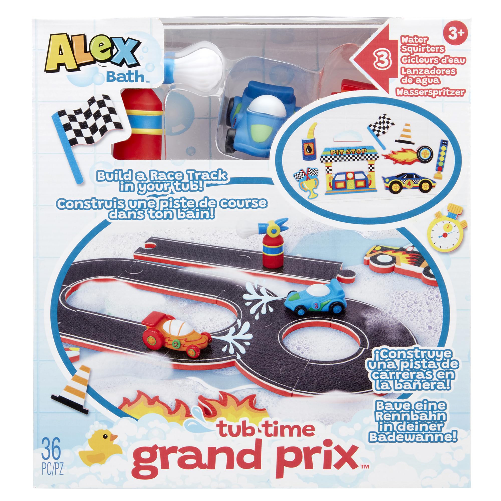 Photo 1 of ALEX: Tub Time Grand Prix - 32 Piece Bath Time Toy Set, Car & Racetrack Playset, Foam Pieces, Water Squirting Cars, Water Toy, Kids & Toddlers Ages 3+
