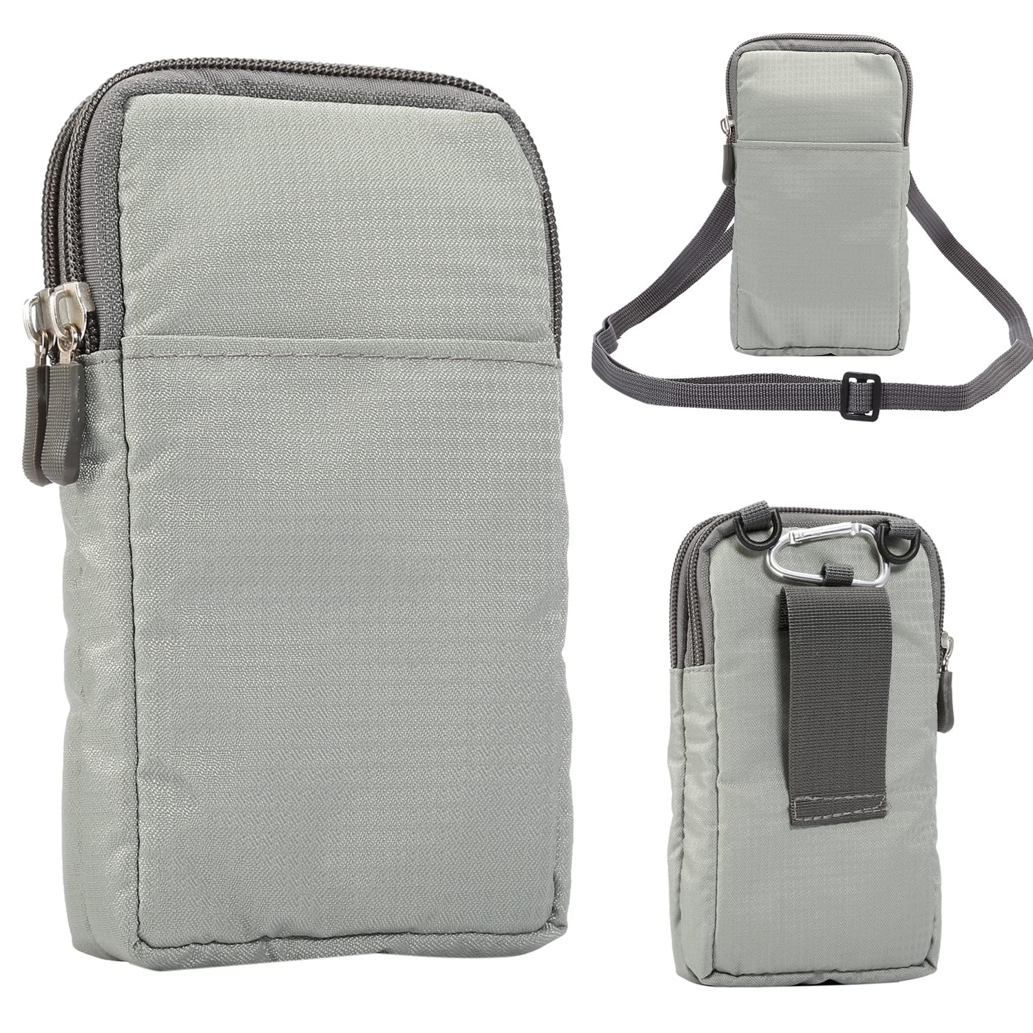 Vertical Cell Phone Belt Clip Holster Men, Shoulder Cell Phone Holder for Men, 6.0" Universal Phone Wallet Holster Case with Belt Loop Pouch Crossbody Purse Sport Travel Waist Bag Pocket Purse, Gray