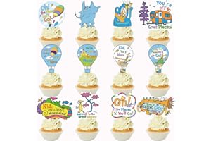 HIGZYOVN 36Pcs Oh The Places You'll Go Decorations Oh The Places You'll Go Cupcake Topper Kindergarten Graduation Cupcake Decorations for Kindergarten Graduation Decorations