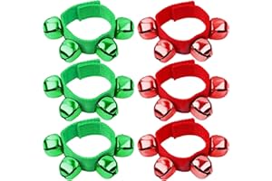 Wrist Bells, Augshy 6 Packs Christmas Wrist Bands Jingle Bells with Red Green Bells, Bracelets Jingle Bells Percussion Musical Instruments for Christmas Gifts Kids Party Favor Toys(3 Red and 3 Green)