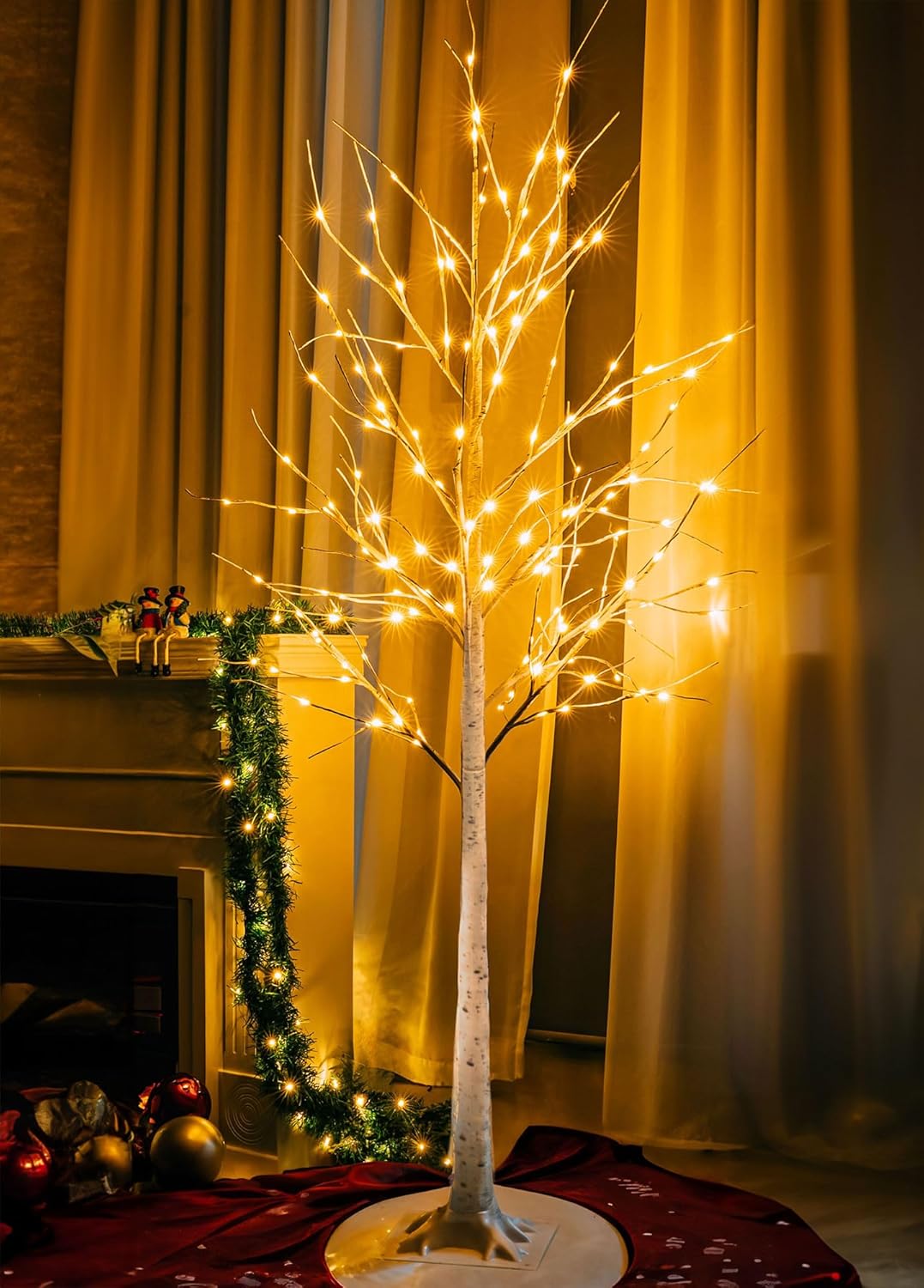 Trees - Dazzle Bright Lighted Tree, 6 Ft Birch Tree with Fairy Lights for Decoration Inside Outside, Birch Tree with 144 LED Lights for Christmas Holiday Wedding Home Room Decor, 1 Pack