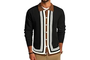 PJ PAUL JONES Men‘s Button Down Polo Shirts Striped Knitted Cardigan Sweaters
