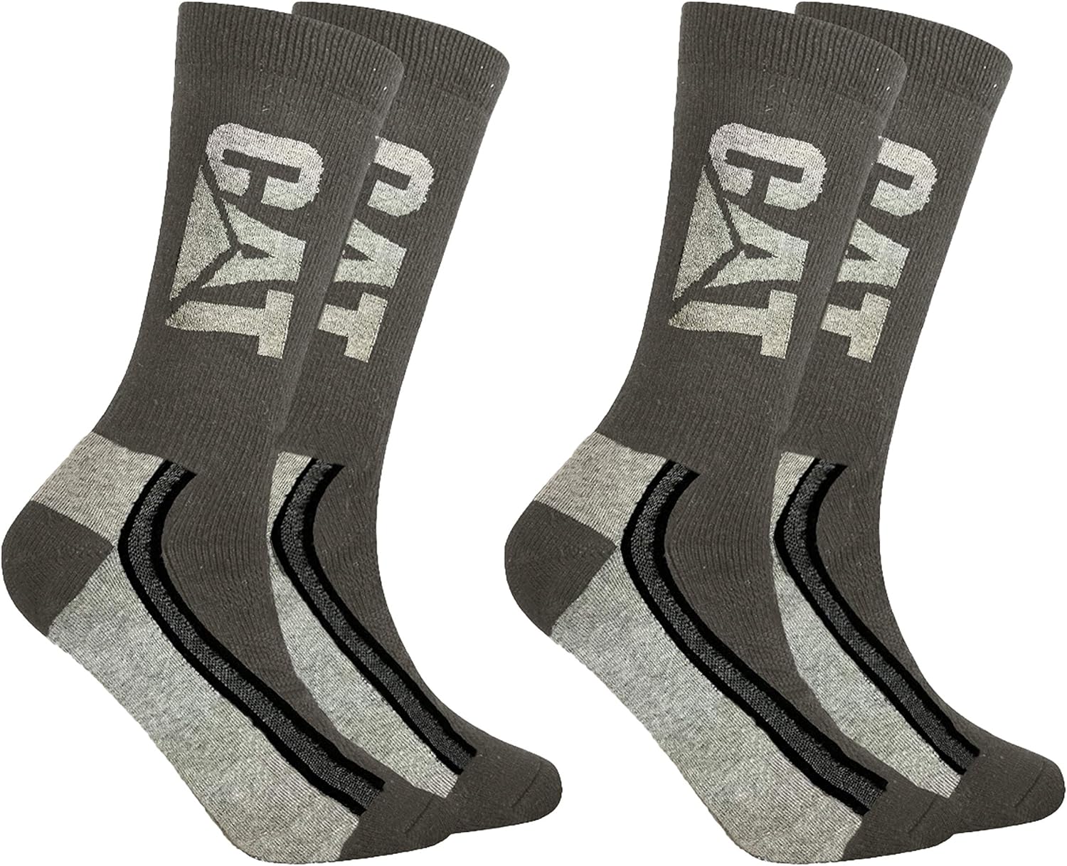 Caterpillar Men's 2Pack Full Cushioned Logo Boot Socks, Charcoal