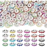 Pandahall 100Pcs Rondelle Spacer Beads for Pens Making 14mm Silver Wave Spacer Beads Imitation Pearl Brass Metal Beads for Beadable Pens DIY Bracelet Jewelry Making (Mixed Color)