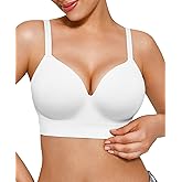 Popilush Bras for Women No Underwire Supportive Push Up Bralettes Wireless Full Coverage Plus Size T-Shirt Bra
