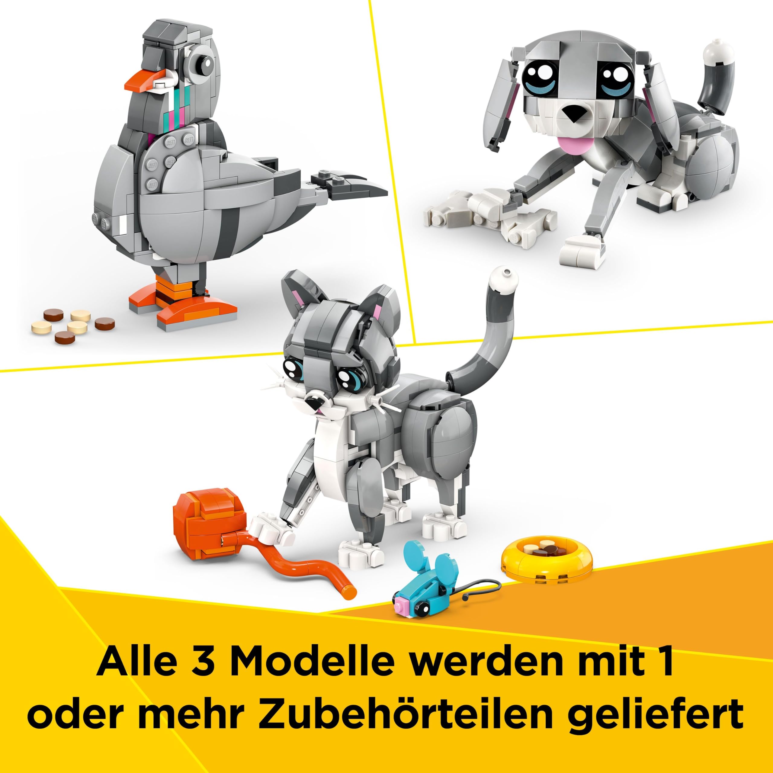 LEGO Creator 3in1 Graue Katze - Tierfigur umbaubar in Taube oder EIN Hund - Kreatives Geburtstagsgeschenk für Mädchen & Jungen ab 8 Jahren - 31163 4
