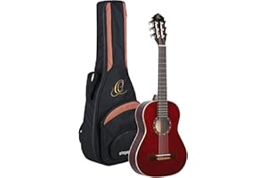 Ortega Guitars R121-1/2WR Family Series 1/2 Body Size Nylon 6-String Guitar with Spruce Top, Mahogany Body, Wine Red Gloss