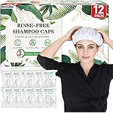 Shampoo Caps No Rinse, 12 Pack Waterless Shampoo Caps for Bedridden Patients and Elderly, Rinse Free Hair Washing Shower Caps for Post Surgery, Hospital, Camping