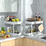 DEKAVA Under Sink Storage 2 Pack 2 Tier Sliding Organiser White view 5