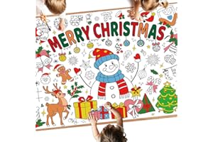 LITMITFU Giant Merry Christmas Coloring Poster - Large Christmas Coloring Tablecloth, Jumbo DIY Snowman Paper Banner Craft for Kids Game Activities Winter Xmas Party Favors Supplies Decorations, 30 x 72 Inch