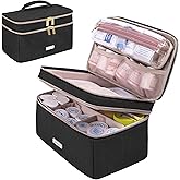 Lexeeco Medicine Storage Bag Pill Bottle Organizer with Portable Small Pouch Travel Medication Bottle Organizer for Emergency Home First Aid Box Kit (Black)