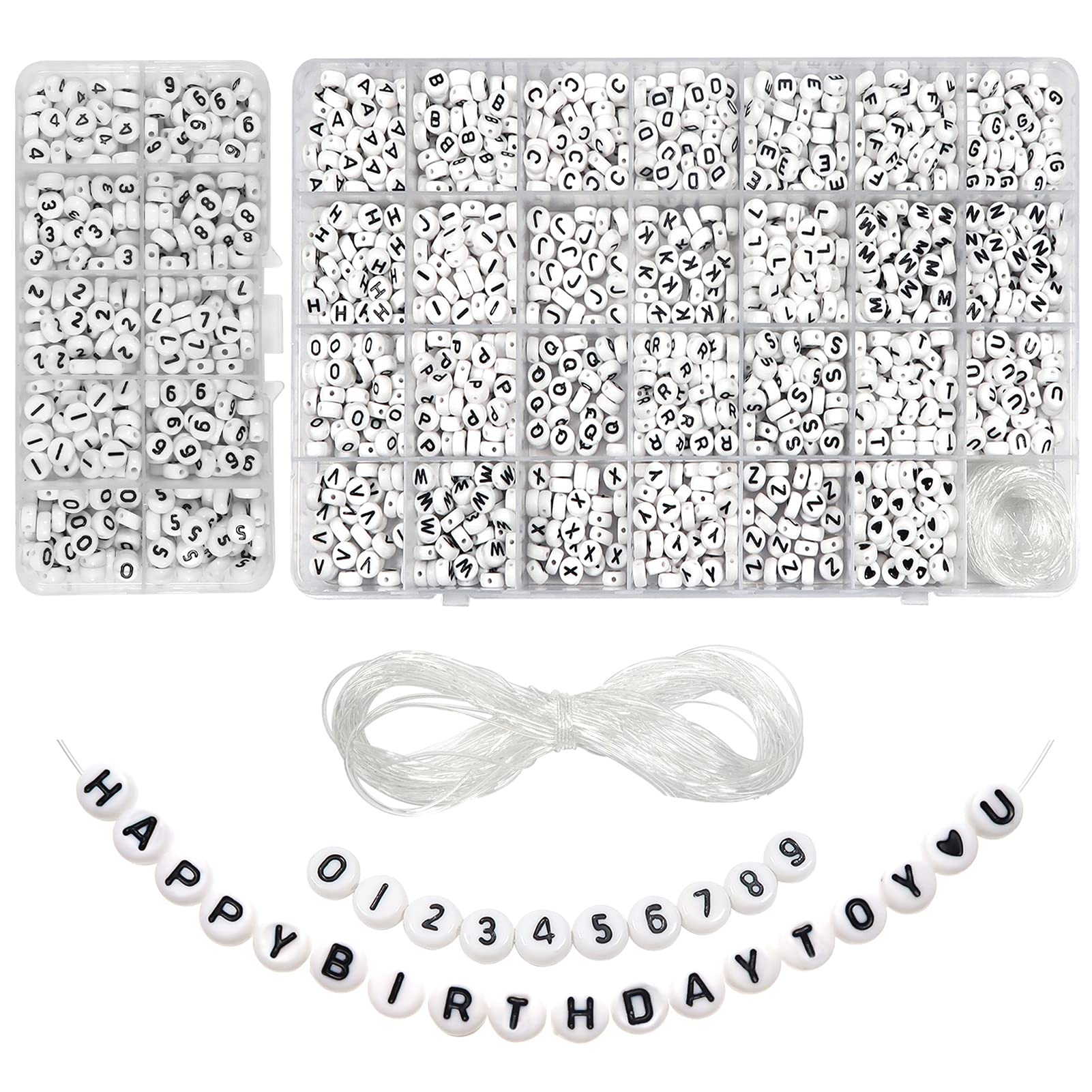 TOAOB 1940pcs Acrylic Alphabet Beads 4x7mm White Round Letter