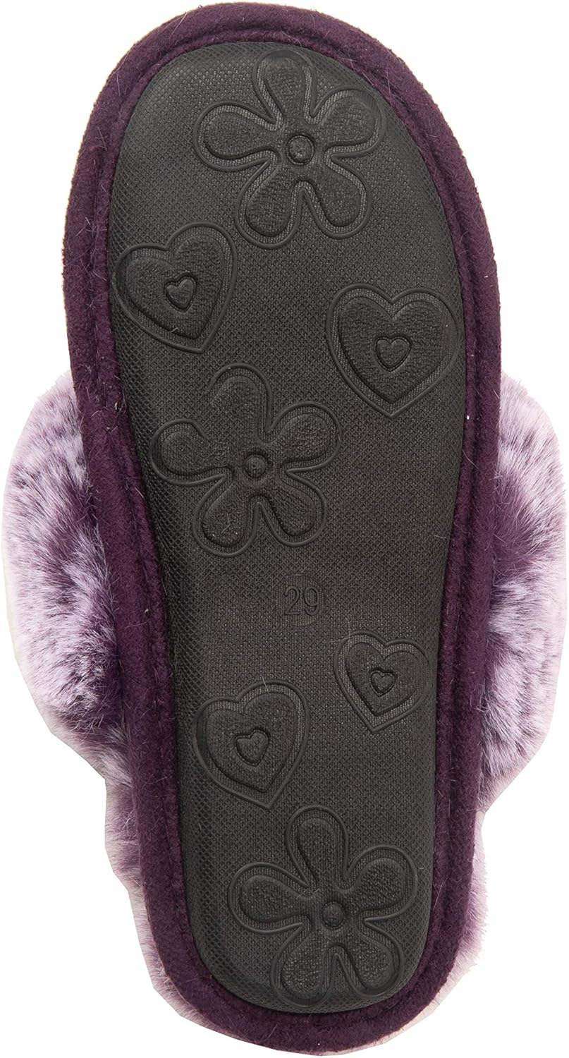  | Jessica Simpson Girls Comfy Slippers - Cute Faux Fur Slip-on Shoes Memory Foam House Slipper | Slippers