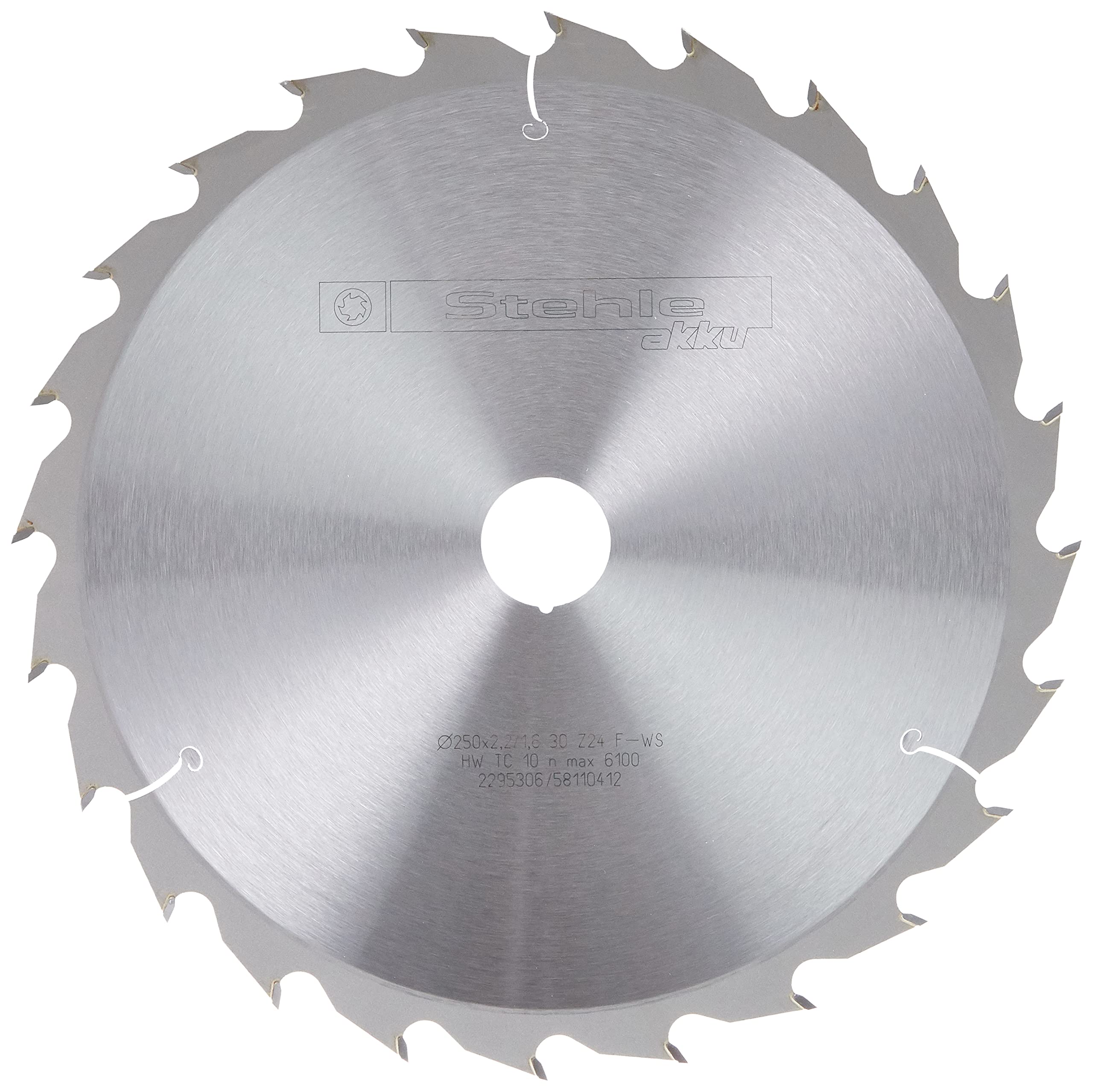 Stehle HW HKS-MASSIV Circular Saw Blade for Cordless Hand-Held Circular Saws 250 x 2.2/1.6 x 30 mm Teeth = 24 Flat Teeth with Alternating Teeth