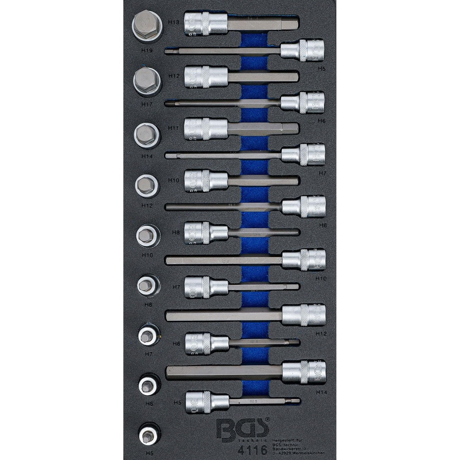 BGS 4116 | Tool Tray 1/3: Bit Socket Set | 12.5 mm (1/2") | Internal Hexagon | 24 pcs.