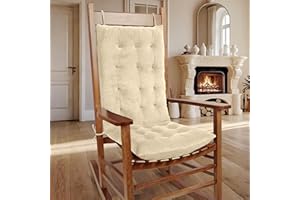 OVOV Thick Rocking Chair Cushion Warm Tufted Rocking Chair Pads Set of 2 with Ties High Back and Seat Cushion Suitable for In