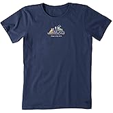 Life is Good. Womens Crusher Tee Jackie And Rocket Play Dirt, Darkest Blue