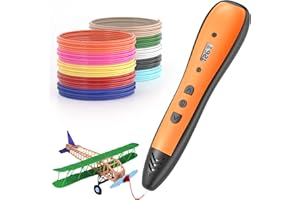 3D Pen,3D Printing Pen with 10 Color PLA Filaments(1.75mm),3D Drawing Pen with LED Display＆6 Speed Mode, Stencil Book, Charge
