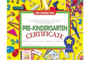 FLIPSIDE Hayes Pre-Kindergarten Diploma Certificates, Pre-K, Keepsake Graduation Certificates for Kids, Customizable Graduation Award for Students, Full-Color Glossy Finish, 8.5" x 11" - 30 Pack
