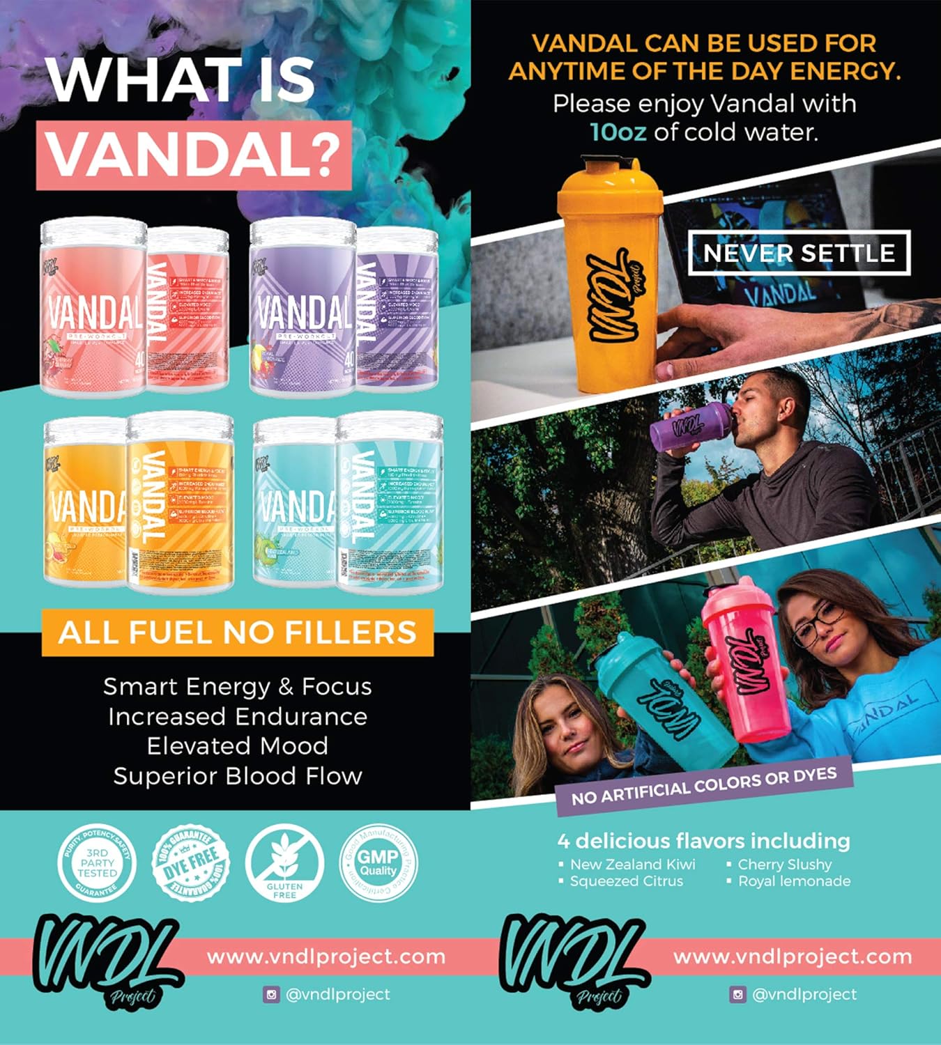 Vandal | Pre Workout Powder - All Natural & Safe Nootropic Pre Workout Supplement for Men & Women | Boosts Energy, Focus, Performance & Recovery | No Tingles, No Jitters, No Crash. | 40 Servings.: Health & Personal Care