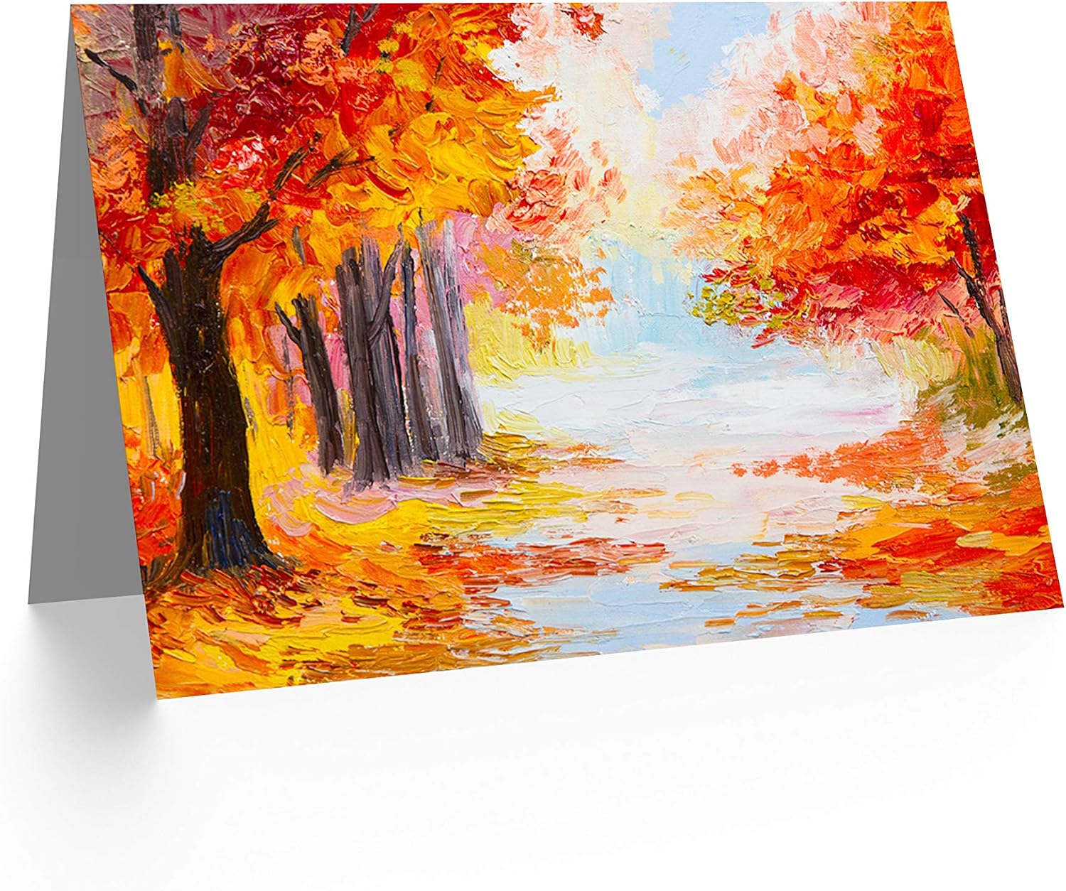 Fine Art Prints CLDT0182 Autumn Forest Landscape Greeting Card With Envelope Inside Premium Quality,Orange - Image 3