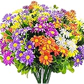Guagb 10 Bundles Artificial Daisies Plastic Flowers Outdoor UV Resistant Fake Daisy Faux Plants for Home Window Box Garden Planter Indoor Outside Decorations (Multi-Color)