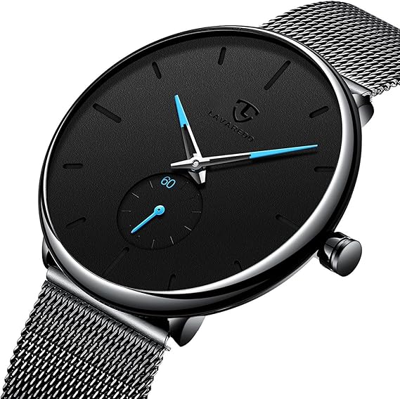 Amazon 腕時計 メンズ腕時計 薄型 シンプル カジュアル ファッション ユニセックス 軽量 防水 メッシュバンド アナログクオーツ 時計 人気 宴会 ブラック 腕時計 腕時計 通販