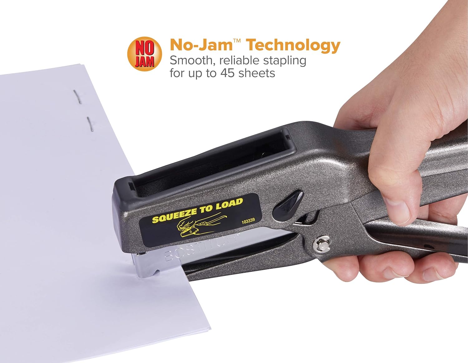 Bostitch Office B8 Heavy Duty 45 Sheet Plier Stapler, Full-Strip, Black (02245) : Heavy Duty Desk Staplers : Office Products