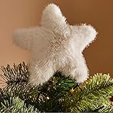 MiniInflat 10" Star Christmas Tree Topper White Faux Fur Star Tree Topper Christmas Treetop Ornament Holiday Xmas Decor for Xmas Home Decoration(Fuzzy)