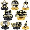 Happy Wedding Anniversary Decorations Table Honeycomb Centerpiece, 8pcs Anniversary Theme Party Supplies for Adult, 10th 25th 30th 40th 50th 60th Anniversary Table Decor