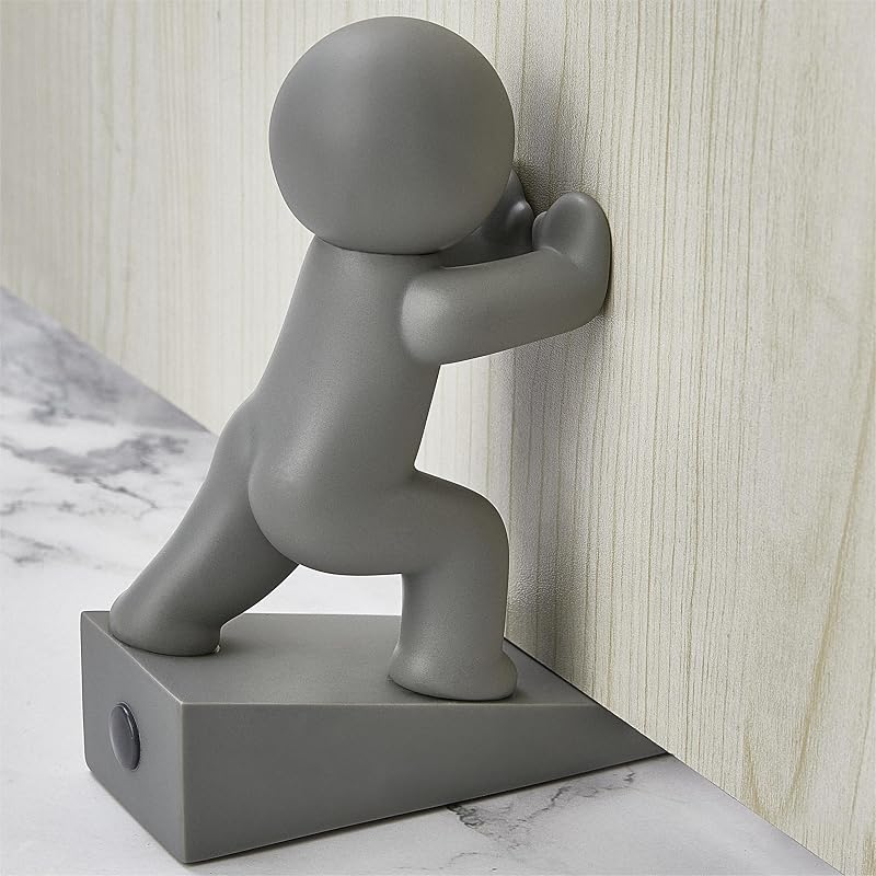 Omoojee Cute Door Stopper Wedge Gray Non-Slip Patented Vinyl Keep Doors Open
