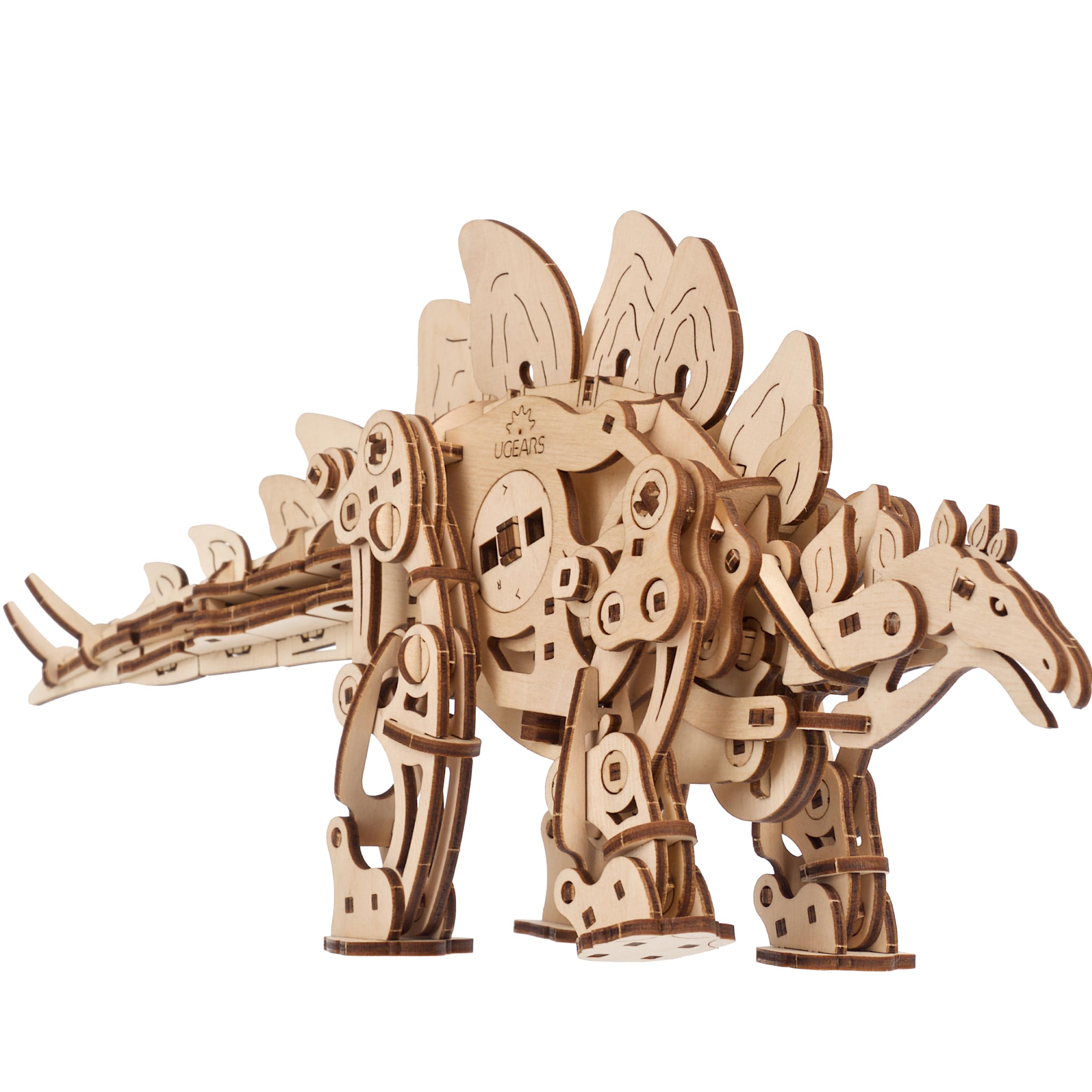 UGEARS Stegosaurus 3D Puzzle - DIY Walking Dinosaur Automaton Wooden Model Kits for Adults to Build - Self-Propelled Jurassic 3D Wooden Puzzles for Adults - Building Kit for Fathers Day - 305 Pcs
