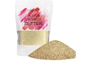 ESTANOITE Metallic Fine Glitter Powder 150g, Resin Sequins, Holographic Polyester for Slime, Tumblers, Painting Arts, Cosmetic Body Face Makeup, Nail Arts (Honey Gold)