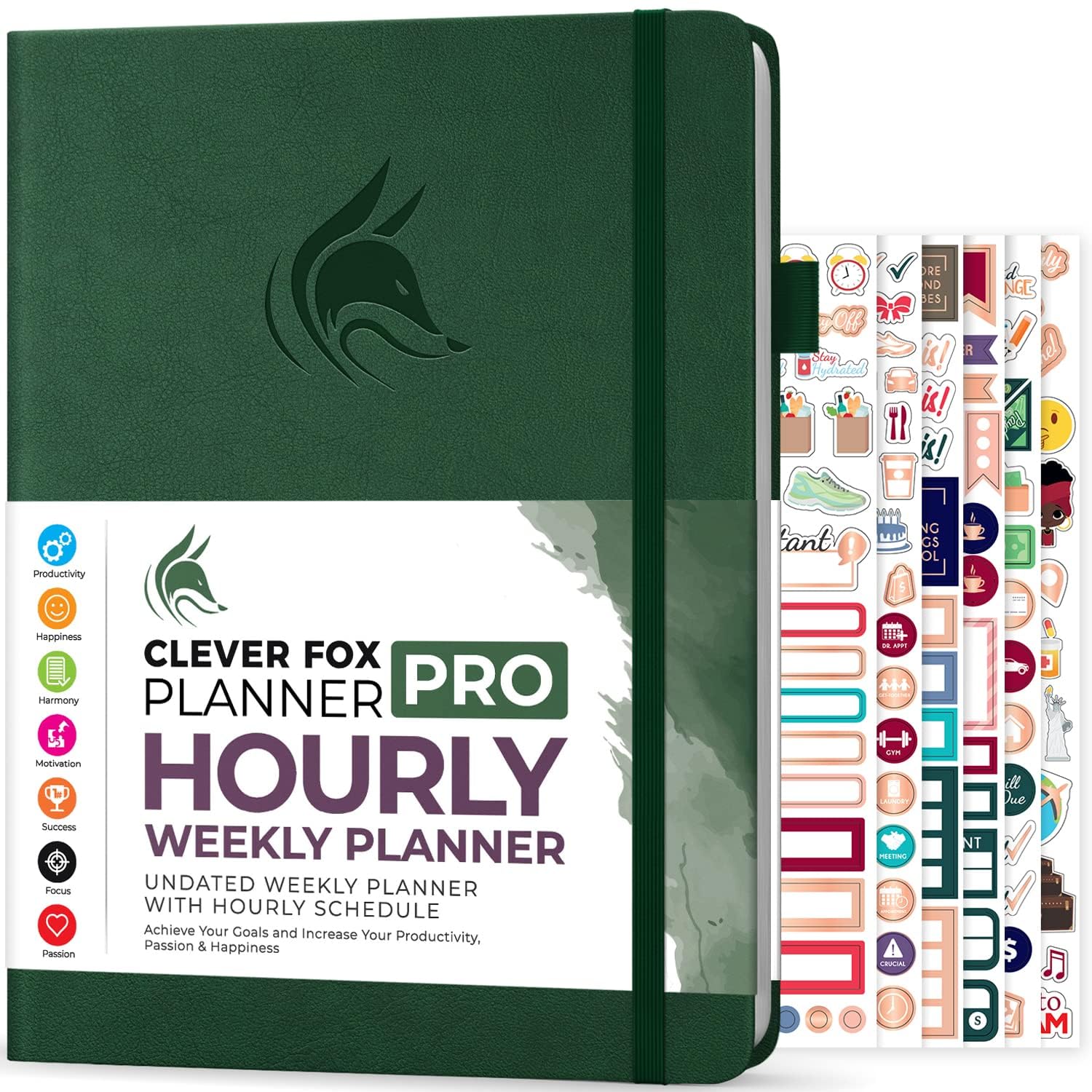Clever Fox Planner PRO Schedule – Undated Weekly & Monthly Life Organizer with Time Slots & Daily Appointment Book, A4 (Forest Green)