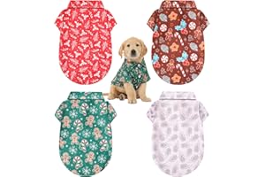 Weewooday 4 Pack Christmas Dog Shirts Pet Costumes Set, Funny Pattern Soft Dog T-Shirt Snowflakes Gingerbread Men Candy Berries Pet Outfit for Cats, Small and Medium Dogs Xmas Holiday Party(M)