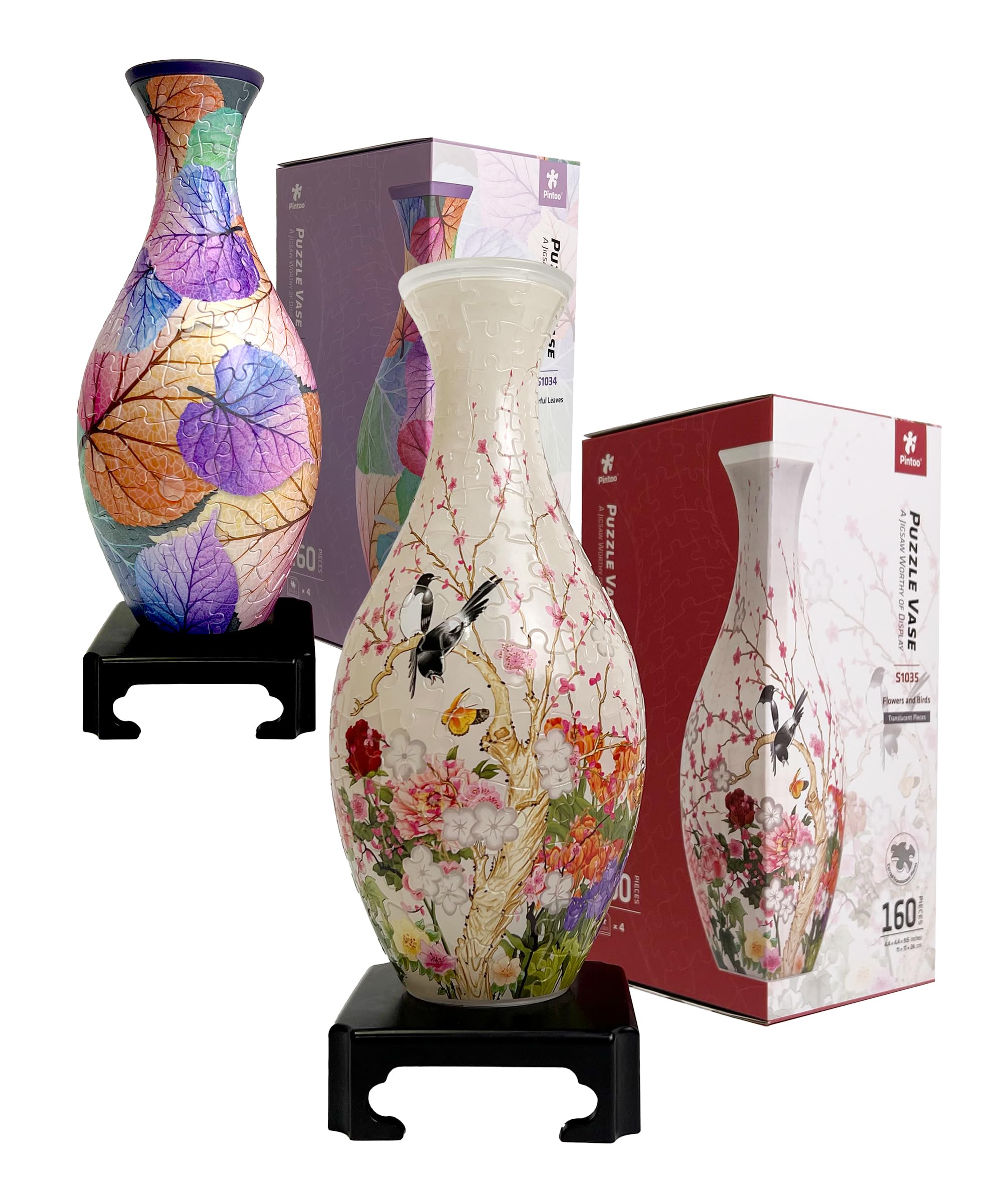 3D Puzzle Vase Unique Flower Vase Made by 160 Curved Plastic Puzzle Pieces S1035 & S1034 Bundle Sale